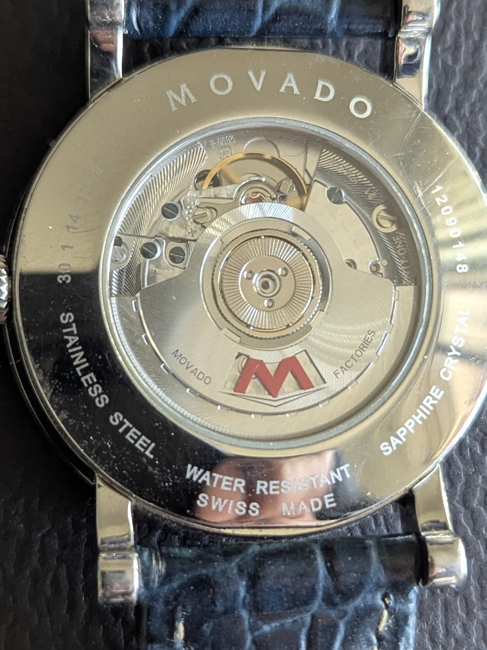 Movado Black Dial Diamond Bezel Watch with Black Strap - Picture 10 of 14